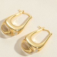 1 Pair Simple Style C Shape Twist Plating Resin Metal Copper 14k Gold Plated Ear Studs main image 5