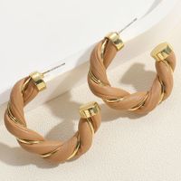 1 Pair Simple Style C Shape Twist Plating Resin Metal Copper 14k Gold Plated Ear Studs main image 8
