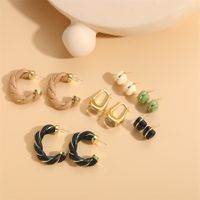 1 Pair Simple Style C Shape Twist Plating Resin Metal Copper 14k Gold Plated Ear Studs main image 10