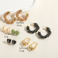 1 Pair Simple Style C Shape Twist Plating Resin Metal Copper 14k Gold Plated Ear Studs main image 2