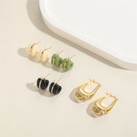 1 Pair Simple Style C Shape Twist Plating Resin Metal Copper 14k Gold Plated Ear Studs main image 7