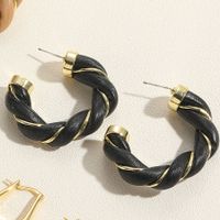 1 Pair Simple Style C Shape Twist Plating Resin Metal Copper 14k Gold Plated Ear Studs sku image 4