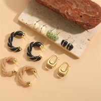 1 Pair Simple Style C Shape Twist Plating Resin Metal Copper 14k Gold Plated Ear Studs main image 1