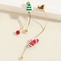 1 Pair Cute Sweet Santa Claus Snowflake Enamel Plating Inlay Alloy Rhinestones Gold Drop Earrings main image 7