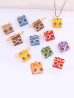 Wholesale Cute Robot Stainless Steel Alloy Wood Pendant Necklace main image 1