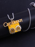 Wholesale Cute Robot Stainless Steel Alloy Wood Pendant Necklace sku image 12