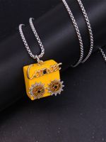 Wholesale Cute Robot Stainless Steel Alloy Wood Pendant Necklace sku image 6