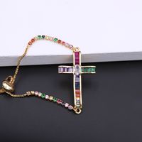 Hip-hop Retro Cross Copper Plating Inlay Zircon 18k Gold Plated Bracelets main image 1