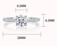 Simple Style Classic Style Solid Color Sterling Silver Inlay Moissanite Rings main image 6
