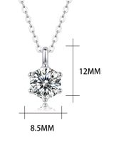 Style Simple Couleur Unie Argent Sterling Incruster Moissanite Pendentif main image 5