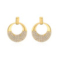 1 Pair Simple Style C Shape Water Droplets Solid Color Plating Inlay Copper Zircon 18k Gold Plated Ear Studs main image 6
