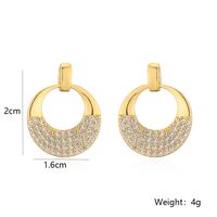 1 Pair Simple Style C Shape Water Droplets Solid Color Plating Inlay Copper Zircon 18k Gold Plated Ear Studs main image 2