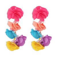 1 Pair Vintage Style Color Block Flower Cloth Drop Earrings main image 6