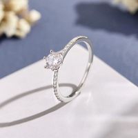 Lady Simple Style Solid Color Sterling Silver Plating Inlay Zircon Silver Plated Rings main image 1