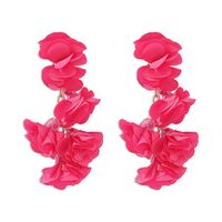 1 Paire Style Vintage Bloc De Couleur Fleur Chiffon Boucles D'oreilles sku image 2