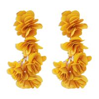 1 Pair Vintage Style Color Block Flower Cloth Drop Earrings sku image 1
