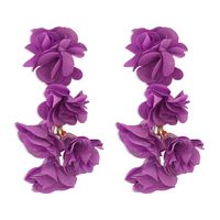 1 Pair Vintage Style Color Block Flower Cloth Drop Earrings sku image 3