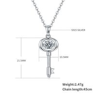 Elegant Lady Key Sterling Silver Gra Inlay Moissanite Rhodium Plated Pendant Necklace main image 5