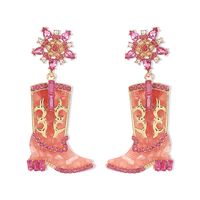 1 Pair Cowboy Style Simple Style Boots Plating Inlay Alloy Rhinestones Drop Earrings main image 6