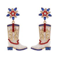 1 Pair Cowboy Style Simple Style Boots Plating Inlay Alloy Rhinestones Drop Earrings sku image 3