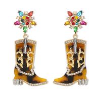 1 Pair Cowboy Style Simple Style Boots Plating Inlay Alloy Rhinestones Drop Earrings sku image 4