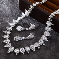 Copper Elegant Bridal Sweet Tassel Plating Inlay Geometric Round Water Droplets Zircon Jewelry Set main image 5