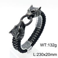 Hip-Hop Rock Punk Wolf Titanium Steel Plating 18K Gold Plated Men's Bracelets sku image 2