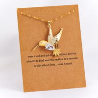Acero Inoxidable Chapados en oro de 18k Estilo Vintage Enchapado Embutido Pájaro Diamantes De Imitación Circón Collar Colgante sku image 1