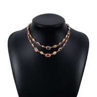 Ethnic Style Simple Style Color Block Alloy Glass Women's Layered Necklaces sku image 3