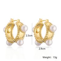 1 Paar Einfacher Stil Geometrisch Farbblock Überzug Inlay Kupfer Perle 18 Karat Vergoldet Reif Ohrringe main image 2