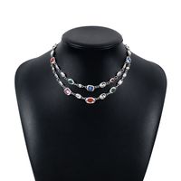 Ethnic Style Simple Style Color Block Alloy Glass Women's Layered Necklaces sku image 1