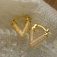 1 Paar Einfacher Stil Geometrisch Blätter Überzug Inlay Kupfer Zirkon 18 Karat Vergoldet Reif Ohrringe sku image 5