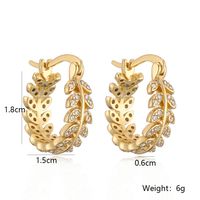 1 Pair Simple Style Geometric Leaves Plating Inlay Copper Zircon 18k Gold Plated Hoop Earrings main image 2