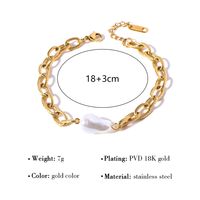 De Gros Style Simple Géométrique Acier Au Titane Plaqué Or 18k Perles Artificielles Bracelets main image 7
