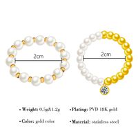 Casual Simple Style Round Imitation Pearl Titanium Steel Beaded Plating Inlay Zircon 14k Gold Plated Women's Charm Ring main image 7