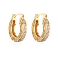 1 Pair Simple Style Geometric Solid Color Plating Inlay Copper Zircon 18k Gold Plated Hoop Earrings main image 5