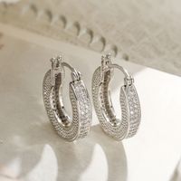 1 Pair Simple Style Geometric Solid Color Plating Inlay Copper Zircon 18k Gold Plated Hoop Earrings main image 1