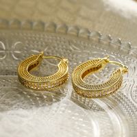 1 Pair Simple Style Geometric Solid Color Plating Inlay Copper Zircon 18k Gold Plated Hoop Earrings sku image 1