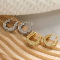 1 Pair Simple Style Geometric Solid Color Plating Inlay Copper Zircon 18k Gold Plated Hoop Earrings main image 4
