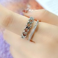 Fashion Irregular Square Double Row Color Zircon Opening Copper Ring sku image 10