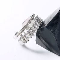Fashion Irregular Square Double Row Color Zircon Opening Copper Ring sku image 12