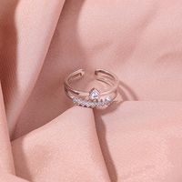 Fashion Irregular Square Double Row Color Zircon Opening Copper Ring sku image 2