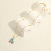 Romantic Simple Style Heart Shape Copper Enamel Plating 18k Gold Plated Pendant Necklace main image 4