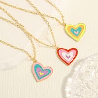 Romantic Simple Style Heart Shape Copper Enamel Plating 18k Gold Plated Pendant Necklace main image 9