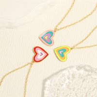 Romantic Simple Style Heart Shape Copper Enamel Plating 18k Gold Plated Pendant Necklace main image 3