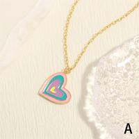 Romantic Simple Style Heart Shape Copper Enamel Plating 18k Gold Plated Pendant Necklace main image 5
