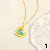 Romantic Simple Style Heart Shape Copper Enamel Plating 18k Gold Plated Pendant Necklace sku image 1
