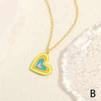 Romantic Simple Style Heart Shape Copper Enamel Plating 18k Gold Plated Pendant Necklace main image 6