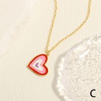 Romantic Simple Style Heart Shape Copper Enamel Plating 18k Gold Plated Pendant Necklace sku image 2