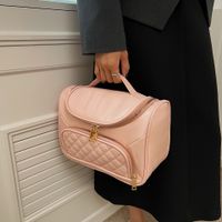 Elegant Solid Color Pu Leather Square Makeup Bags main image 5